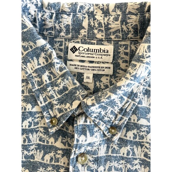 COLUMBIA~ Mens Casual Cotton Button-Up Shirt ~ Nature Print Short Sleeve~XXL - Picture 8 of 10